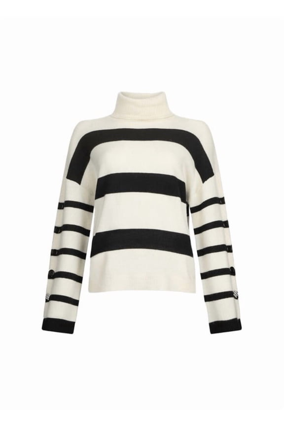 White Wool Sweater With Jewel Button Accents (Women's)