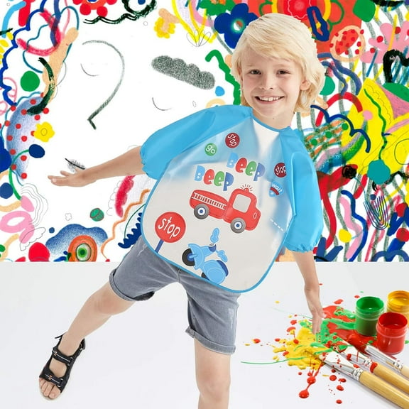 Liu857Nan Kids Art Smocks Toddler Smock Waterproof Painting Aprons Children Apron with Long Sleeve Washable Bib for Baby Eating