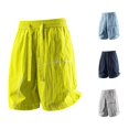 thumbnail image 1 of LiuXxxx Casual Athletic Shorts with Multiple Pockets Loose Fit Comfortable Outdoor Sports Beach Walking Shorts Yellow L, 1 of 4
