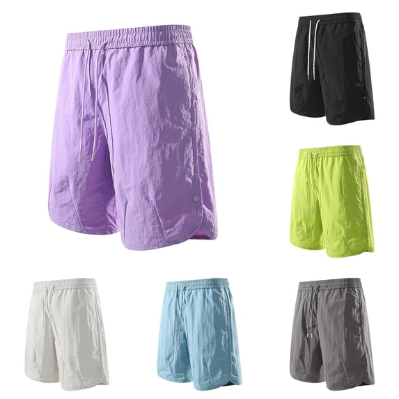 LiuXxxx Casual Cargo Shorts with Elastic Waist Comfortable Utility Pocket Outdoor Summer Walking Shorts Purple S