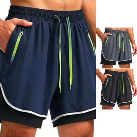 LiuXxxx Casual Running Shorts Breathable Athletic Yoga Workout Pants with Liner Compression Inner Layer Navy XS