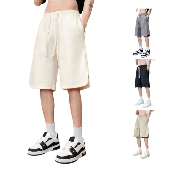LiuXxxx Casual Summer Shorts Athletic Breathable Workout Gym Basketball Beach Comfortable Elastic Waist Beige S