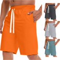 thumbnail image 1 of LiuXxxx Men Summer Casual Athletic Beach Shorts Solid Drawstring Sports Workout Shorts with Pockets Orange XXL, 1 of 8