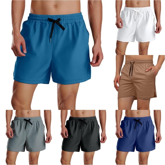 LiuXxxx Men's Casual Shorts for Outdoor Activities Comfortable Loose Fit Athletic Shorts with Zippered Pockets Ideal for Spring and Summer Casual Wear Sky Blue S