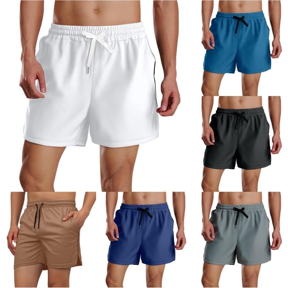 LiuXxxx Men's Casual Shorts for Outdoor Activities Comfortable Loose Fit Athletic Shorts with Zippered Pockets Ideal for Spring and Summer Casual Wear White M