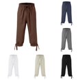 thumbnail image 1 of LiuXxxx Mens Leisure Solid Color and Five Point Pocket Button Zipper Lace Up Shorts Pants Brown XXL, 1 of 3