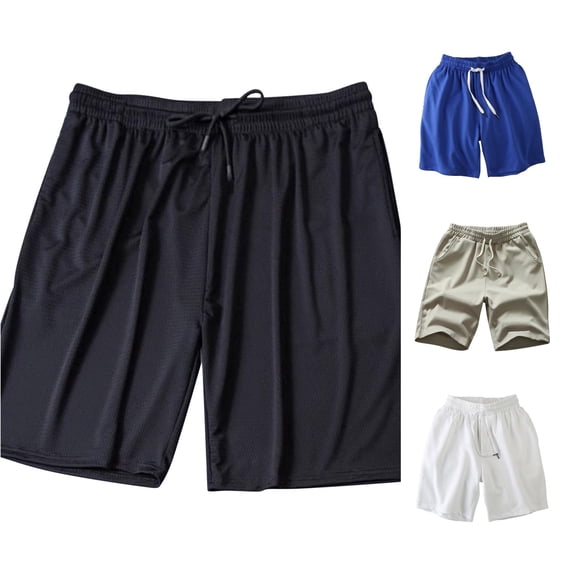 LiuXxxx Mens Spring and Summer Street Leisure Sports Pocket Drawstring Stretch Waist Color Cargo Shorts Black XXL