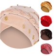 thumbnail image 1 of LiuXxxx Solid Beading Wrap Ruffle Cancer Women Baseball Cap with Elegant Hat Design Beige, 1 of 2