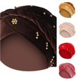 thumbnail image 1 of LiuXxxx Solid Beading Wrap Ruffle Cancer Women Baseball Cap with Elegant Hat Design Coffee, 1 of 2