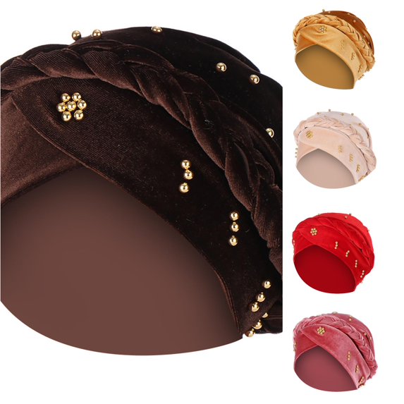 LiuXxxx Solid Beading Wrap Ruffle Cancer Women Baseball Cap with Elegant Hat Design Coffee