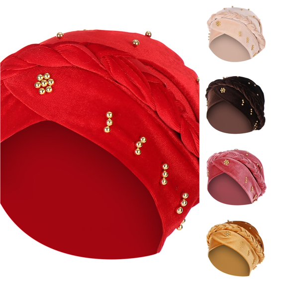 LiuXxxx Solid Beading Wrap Ruffle Cancer Women Baseball Cap with Elegant Hat Design Red