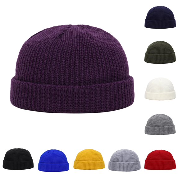 LiuXxxx Unisex Knitted Winter Baseball Cap with Edge for Skiing Casual Warm Wool Blend Headwear Purple