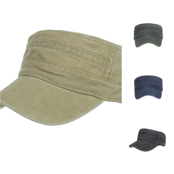 LiuXxxx Washed Design Flat Baseball Caps for Men Women Twill Dad Hat Adjustable Unstructured Khaki