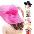 thumbnail image 1 of LiuXxxx Wide Brim Straw Sun Hat for Women Fashionable Beach Bow Floppy Cap UPF Casual Summer Outdoor Baseball Style Hot Pink, 1 of 3