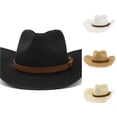 thumbnail image 1 of LiuXxxx Wide Brim Western Straw Hat for Men Women Unisex Cowboy Cap Beach Sun Outdoor Summer Casual Baseball Style Black, 1 of 2