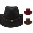 thumbnail image 1 of LiuXxxx Winter Woven Cowboy Hat Classic Cattleman Outdoor Headwear for Men Women Black, 1 of 1