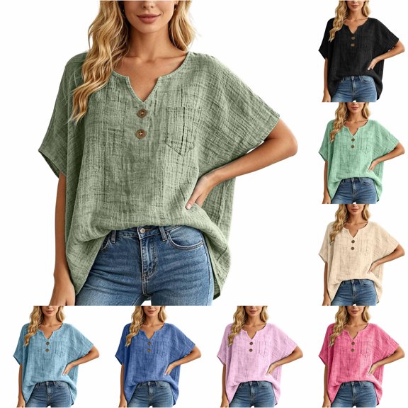 LiuXxxx Women's Boho Tunic Top Loose Fit Flowing Sleeve Casual Top Green L