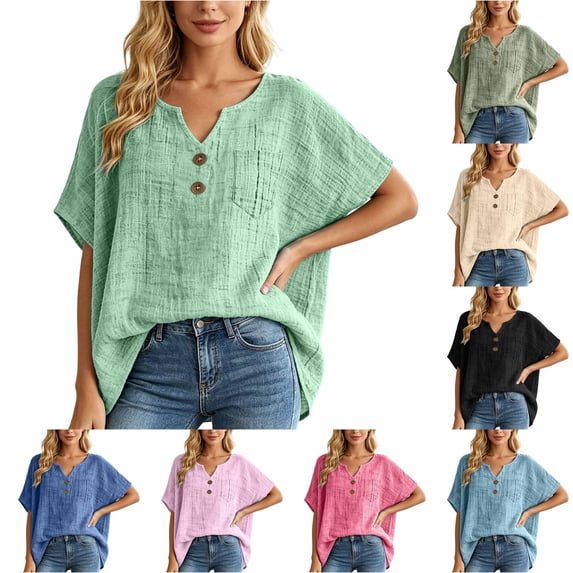 LiuXxxx Women's Boho Tunic Top Loose Fit Flowing Sleeve Casual Top Light Green XXXL