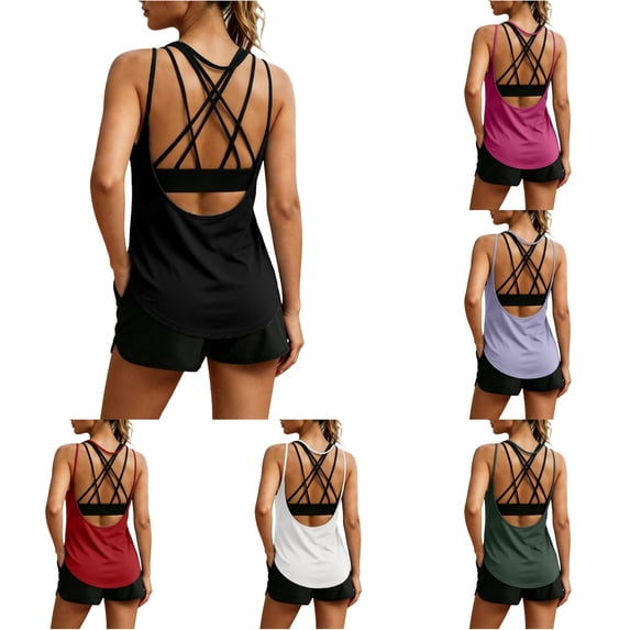 LiuXxxx Women's Casual Fashion Solid Backless Workout Yoga Tank Top Activewear Black XXL