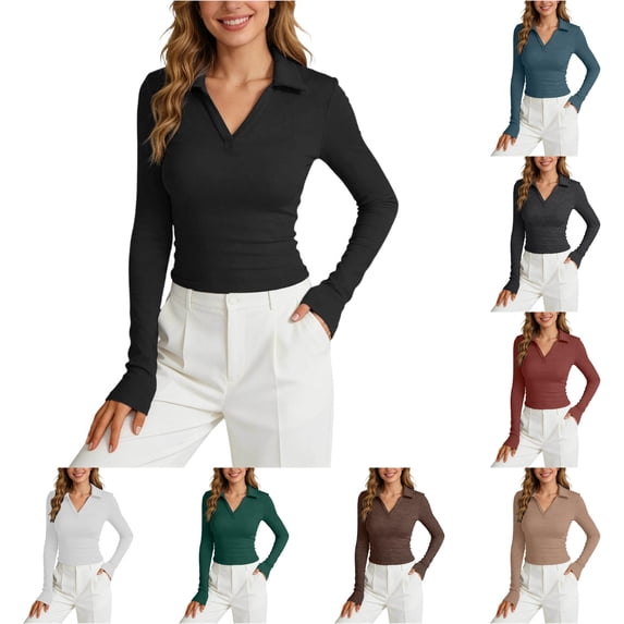 LiuXxxx Women's Long Sleeve Crew Neck Slim Fit Casual Basic Soft Tee Black XL