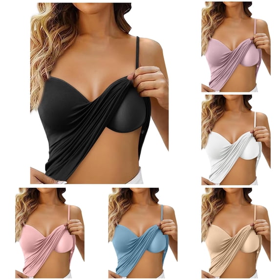 LiuXxxx Women's Shelf Bra Camisole Adjustable Spaghetti Strap Tank Top Basic Layer Black S