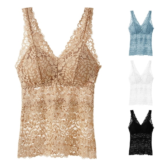 LiuXxxx Women's Solid Color Lace Thin Sexy Camisole for Layering Brown One Size