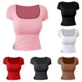 thumbnail image 1 of LiuXxxx Women's Spandex Top Casual T Shirt Stretchy Everyday Wear Pink XXL, 1 of 4