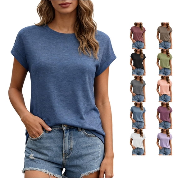 LiuXxxx Women's Tee Women's Shirt Short Sleeve Opaque Non See Through Blue XXL
