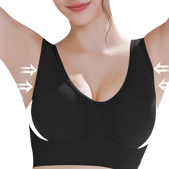 Liuchenyi Hot Sales Bras for Women Womens Wireless Jelly Bra Plus Size Supportive Seamless Bras Full Coverage Push Up Comfortable No Underwire Tshirt Bras Black