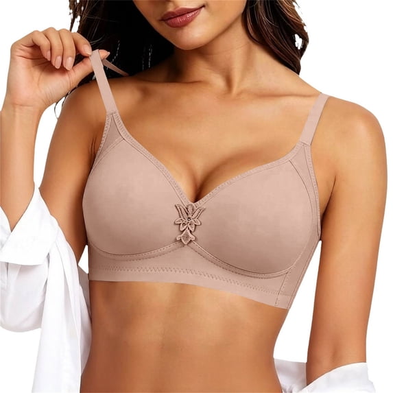 Liuchenyi Bras for Women Jelly Bras for Women No Underwire Scalloped Push Up Wireless Bralettes Seamless Soft Comfort Everyday Tshirt Bra Brick Red
