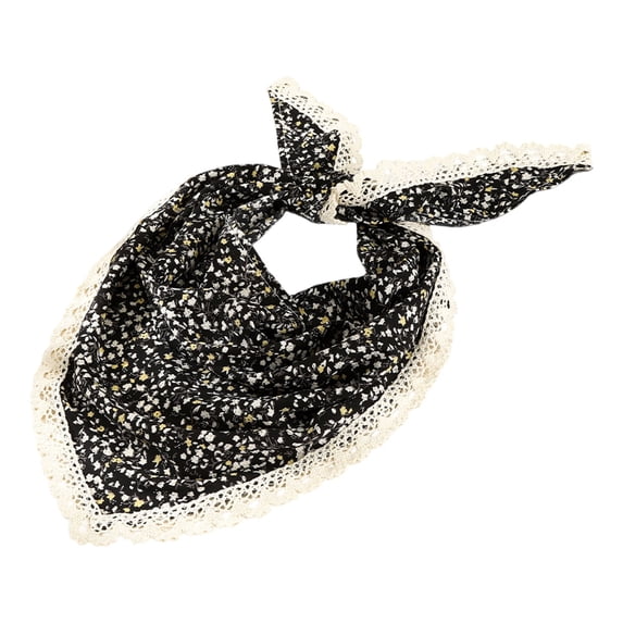 Liuchenyi Head Wraps for Women Crochet Bandanas Headscarf for Spring and Summer, Vintage Floral Hair Bandanas Headband for Music Festival Outfits Girls with Hair Pins Black