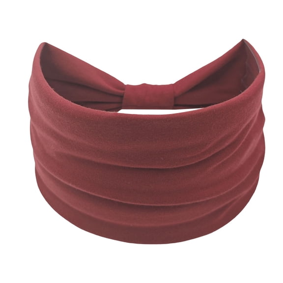 Liuchenyi Head Wraps for Women Wide Headbands for Women Non Slip Soft Elastic Hair Bands Yoga Running Sports Workout Gym Head Wraps, Knotted Cotton Cloth African Turbans Bandana A-Wine Red