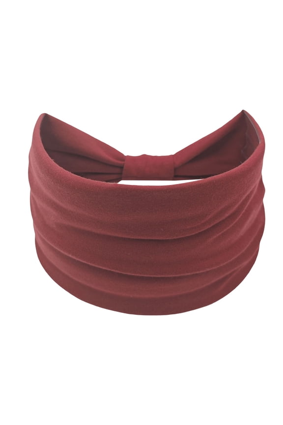 Head Wraps for Women Wide Headbands for Women Non Slip Soft Elastic Hair Bands Yoga Running Sports Workout Gym Head Wraps, Knotted Cotton Cloth African Turbans Bandana A-Wine Red