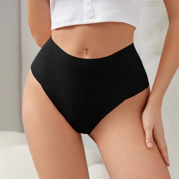Liuchenyi No Show Underwear for Women Under $5 Seamless Underwear for Women Plus Size Ice Silk Breathable Cotton Crotch Thong Black S