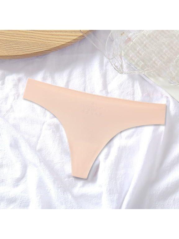 No Show Underwear for Women Under $5 Seamless Underwear for Women Thong Panties Womens Panties Beige L