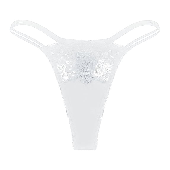 Liuchenyi No Show Underwear for Women Under $5 Womens Panties Thin Strap Lace Thong Hollow Out Mesh No Line Underwear for Women White S
