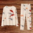 thumbnail image 1 of Liuchenyi Pajamas Set for Women Under $10 Cute Sleepwear for Women Printed Fleece Soft Warm Loungewear Long Sleeve Top Pajama Set Beige Xxxxl, 1 of 3