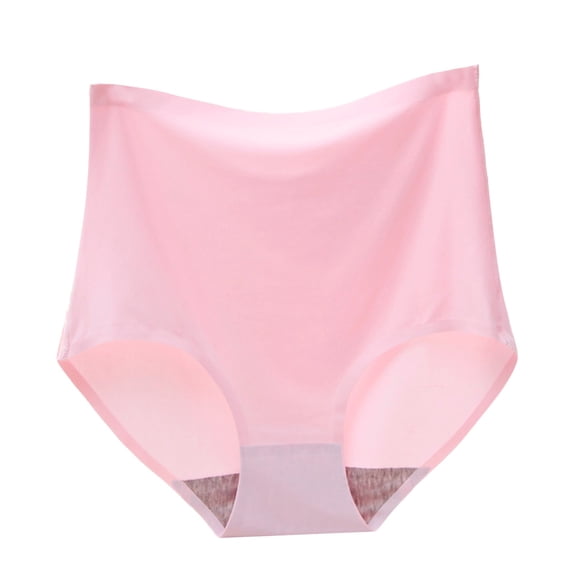 Liuchenyi Panties for Women Under $5 Seamless Underwear for Women Solid Color Breathable Microfiber Briefs High Waist Ice Silk Panties Pink1 Xxxl