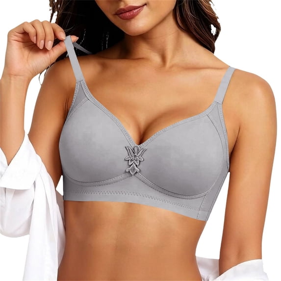 Liuchenyi Hot Sales Strapless Bra for Large Breasts Jelly Bras for Women No Underwire Scalloped Push Up Wireless Bralettes Seamless Soft Comfort Everyday Tshirt Bra Silver