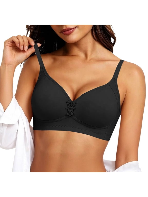 Underoutfit Bras for Women Jelly Bras for Women No Underwire Scalloped Push Up Wireless Bralettes Seamless Soft Comfort Everyday Tshirt Bra Black