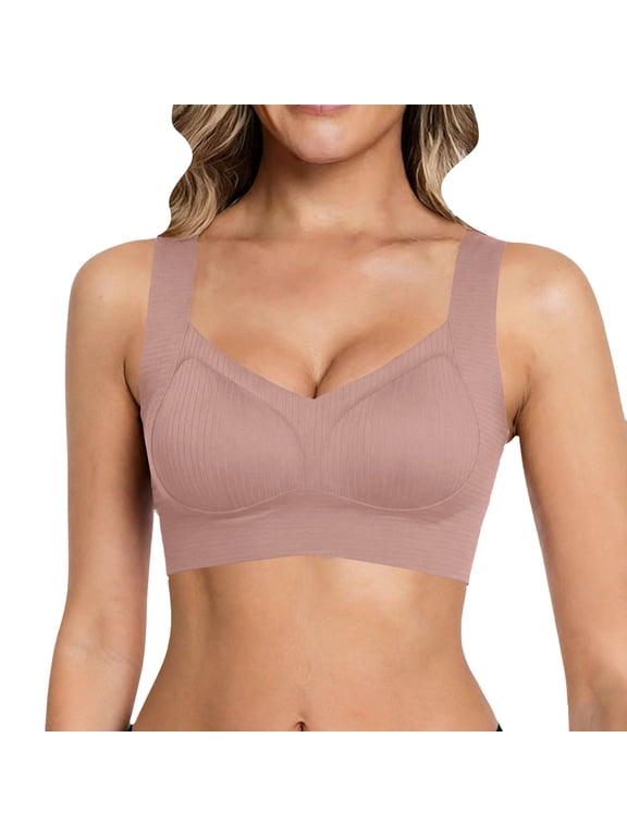 Hot Sales Underoutfit Bras for Women Jelly Bras for Women No Underwire Comfort Wireless Push Up Bras Seamless Scalloped Lift Everyday Bralettes Pink