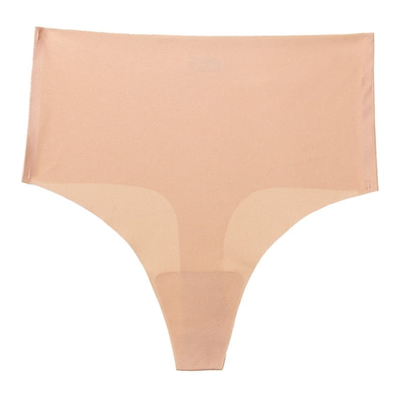 Liuchenyi Underwear Under $5 No Show Underwear for Women High Waisted Seamless Breathable Thong Panties Beige M