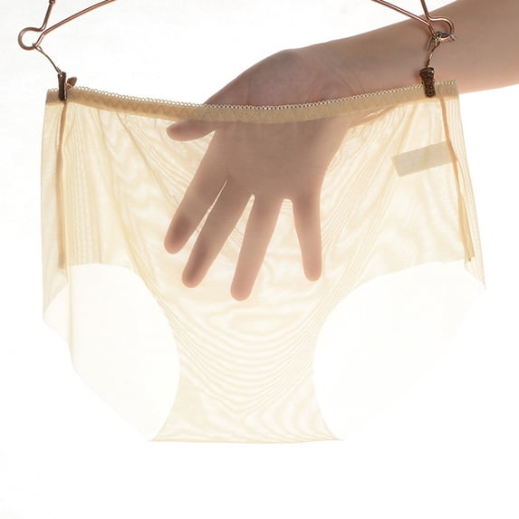 Liuchenyi Underwear Under $5 Seamless Underwear for Women Low Waist Mesh Large Size Panties Beige Xl