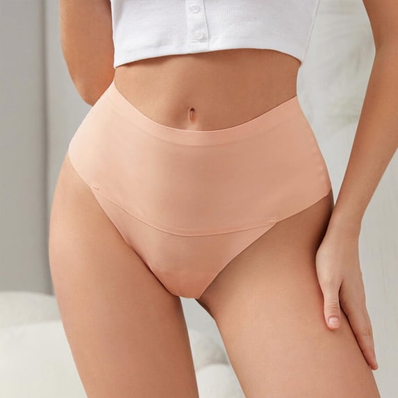 Liuchenyi Underwear Women Under $5 Seamless Underwear for Women Plus Size Ice Silk Breathable Cotton Crotch Thong Khaki L