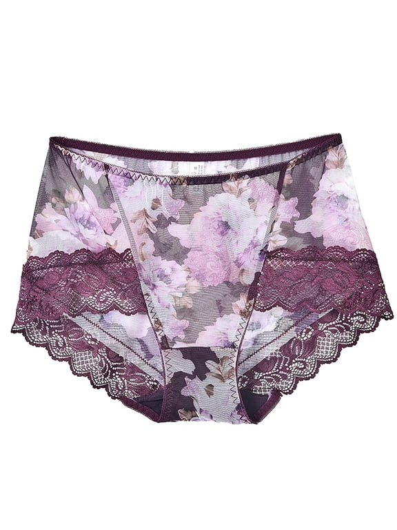 Underwear Women Womens Underwear Oversized Mesh Fabric Retro Printed High Elasticity Panties for Women