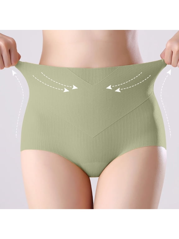 Underwear for Women Under $5 Seamless Underwear for Women High Waist Plus Size Tummy Control Hip Lifting Yoga Briefs Green Xxl