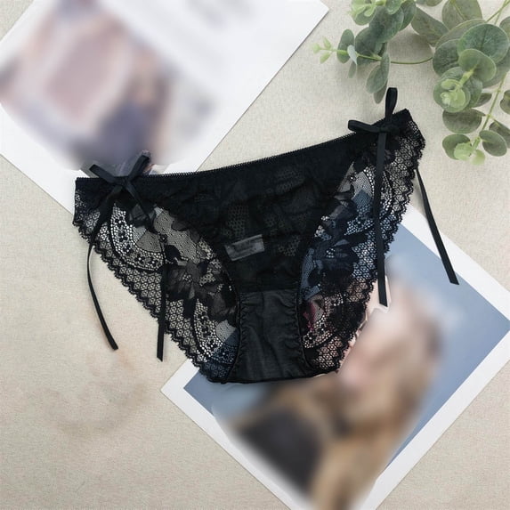 Liuchenyi Underwear for Women Under $5 Underwear for Women Mesh Bow Design Breathable Hollow Out Low Waist Panties Black One Size