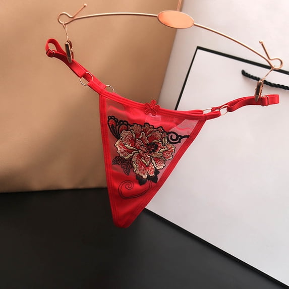 Liuchenyi Underwear for Women Under $5 Womens Panties Seamless Low Waist Mesh Thong Underwear for Women Red One Size
