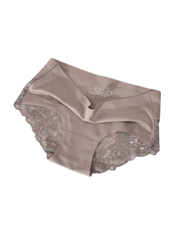 Women Underwear Under $5 Womens Underwear Ice Mid Lace Cotton Crotch Breathable Large Size Briefs Panties for Women Coffee L