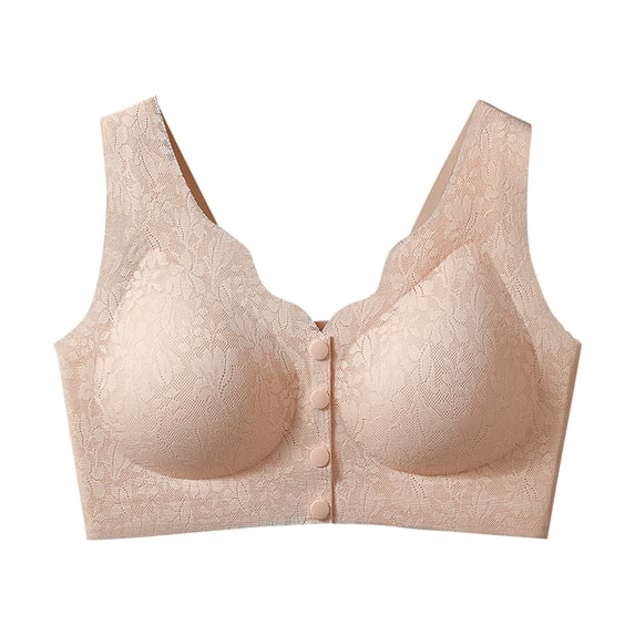 Liuchenyi Hot Sales Women's Bras Jelly Bras for Women No Underwire Comfort Wireless Push Up Bras Seamless Scalloped Lift Everyday Bralettes Beige